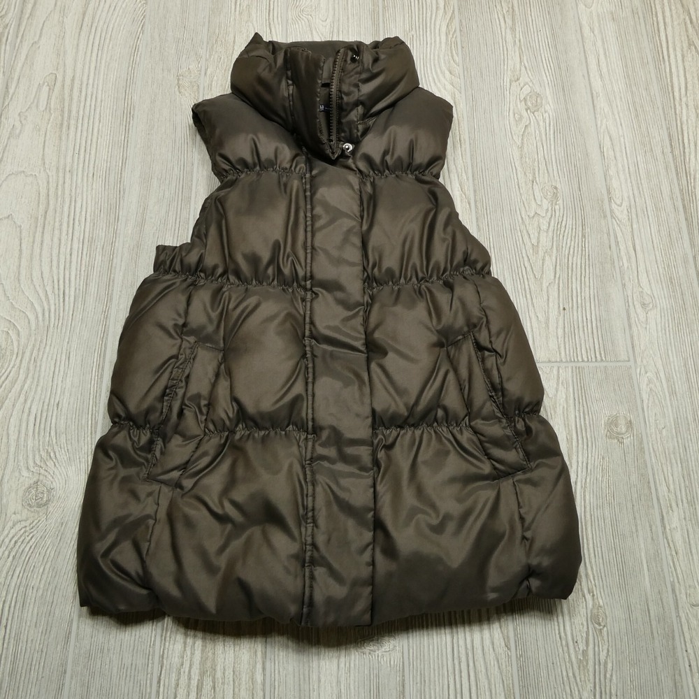 VINTAGE‎ Gap Down Fill Vest Womans Small Brown Bronze Full Zip Mock Neck Pockets